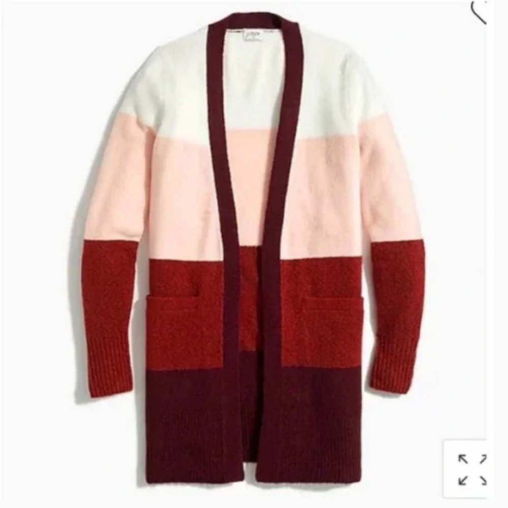 J. Crew Colorblock Long Open Front Cardigan